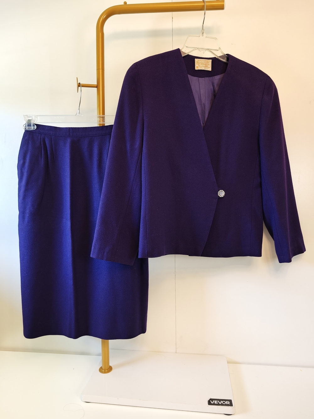 Vintage Workwear Pendleton Royal Purple Two-Piece Blazer Skirt Suit Medium